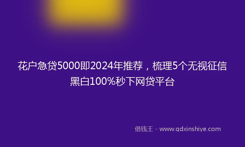 花户急贷5000即2024年推荐，梳理5个无视征信黑白100%秒下网贷平台