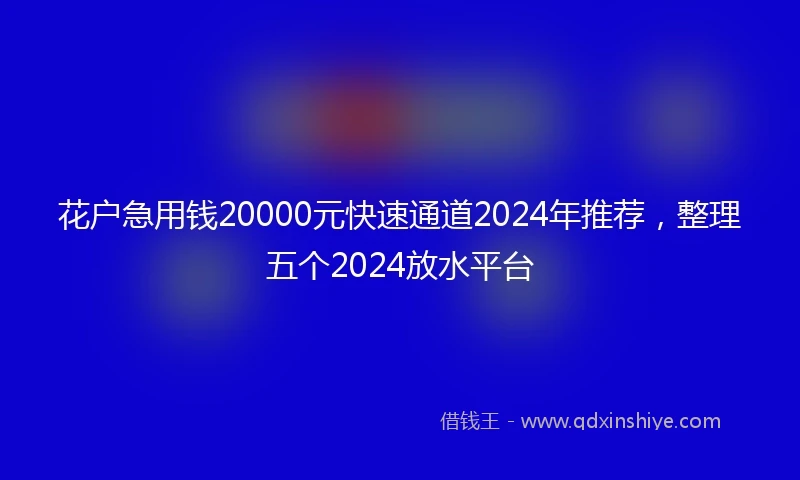 花户急用钱20000元快速通道2024年推荐，整理五个2024放水平台