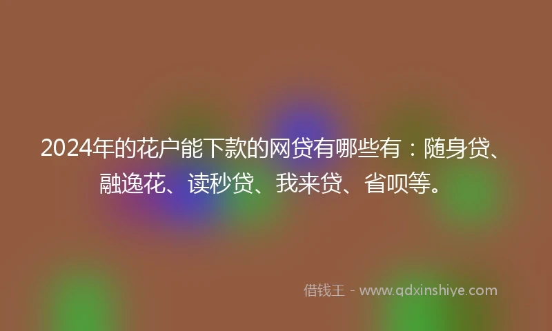 2024年的花户能下款的网贷有哪些有：随身贷、融逸花、读秒贷、我来贷、省呗等。