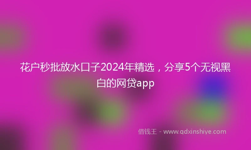 花户秒批放水口子2024年精选，分享5个无视黑白的网贷app