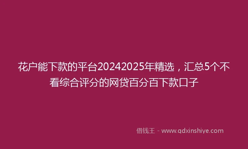 花户能下款的平台20242025年精选，汇总5个不看综合评分的网贷百分百下款口子