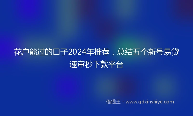 花户能过的口子2024年推荐，总结五个新号易贷速审秒下款平台