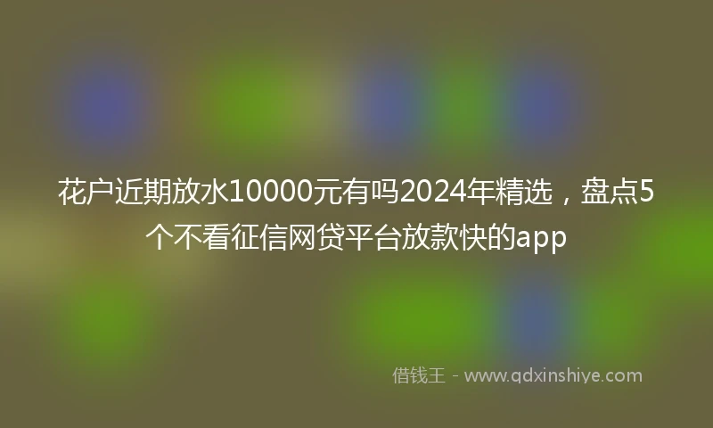 花户近期放水10000元有吗2024年精选，盘点5个不看征信网贷平台放款快的app