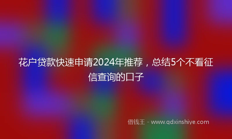花户贷款快速申请2024年推荐，总结5个不看征信查询的口子