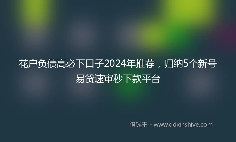 花户负债高必下口子2024年推荐，归纳5个新号易贷速审秒下款平台