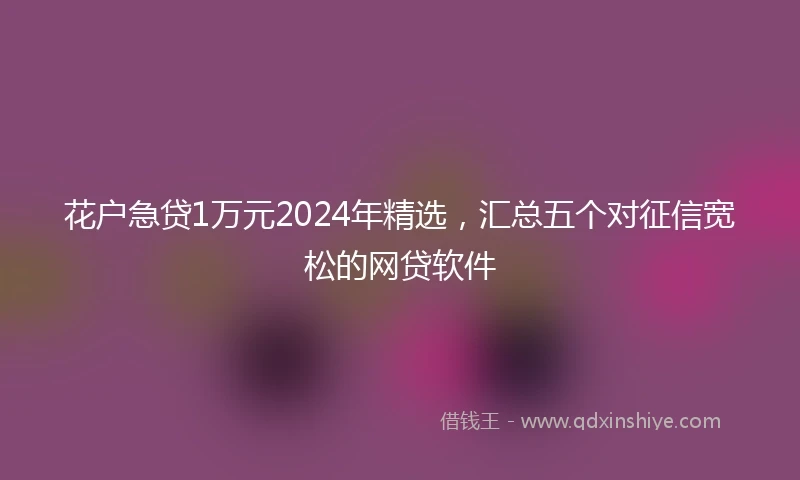 花户急贷1万元2024年精选，汇总五个对征信宽松的网贷软件