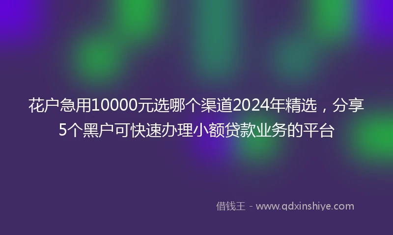 花户急用10000元选哪个渠道2024年精选,分享5个黑户可快速办理小额贷款业务的平台
