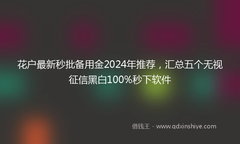 花户最新秒批备用金2024年推荐，汇总五个无视征信黑白100%秒下软件