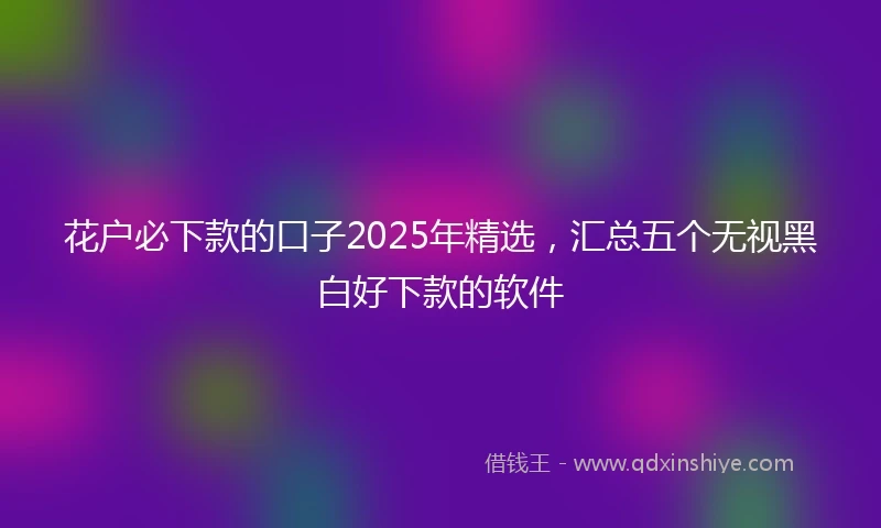 花户必下款的口子2025年精选，汇总五个无视黑白好下款的软件