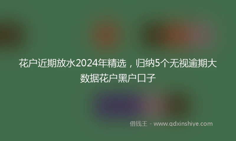 花户近期放水2024年精选，归纳5个无视逾期大数据花户黑户口子
