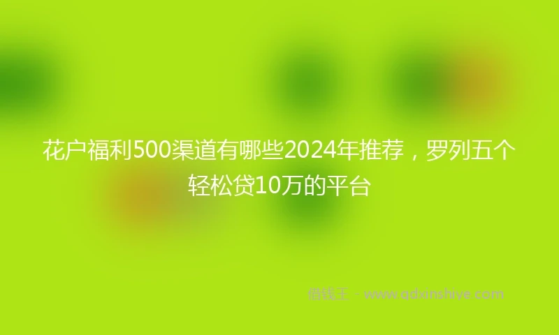 花户福利500渠道有哪些2024年推荐，罗列五个轻松贷10万的平台