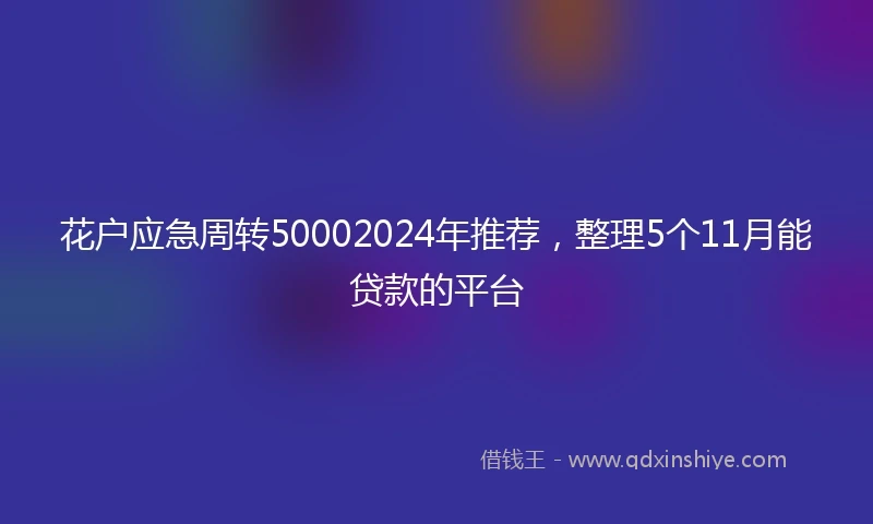 花户应急周转50002024年推荐，整理5个11月能贷款的平台