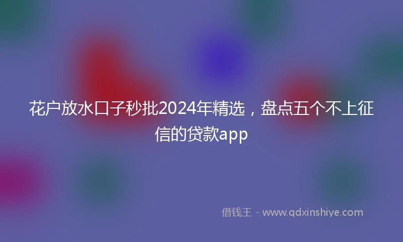 花户放水口子秒批2024年精选，盘点五个不上征信的贷款app