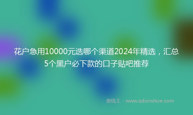 花户急用10000元选哪个渠道2024年精选，汇总5个黑户必下款的口子贴吧推荐