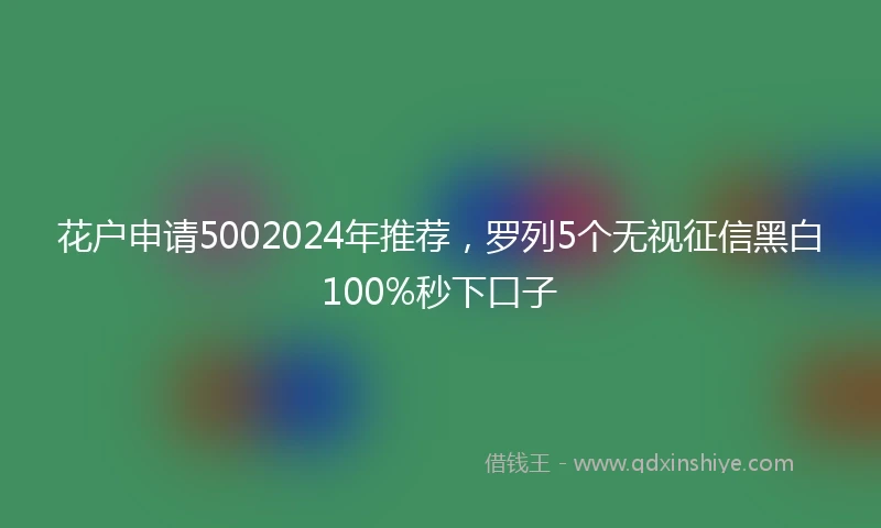 花户申请5002024年推荐，罗列5个无视征信黑白100%秒下口子