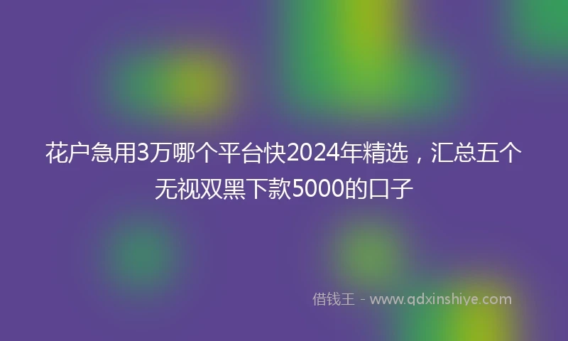 花户急用3万哪个平台快2024年精选，汇总五个无视双黑下款5000的口子