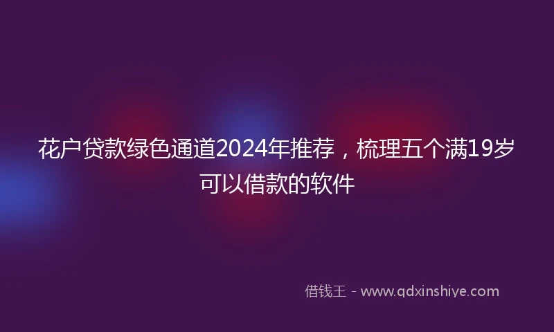 花户贷款绿色通道2024年推荐，梳理五个满19岁可以借款的软件