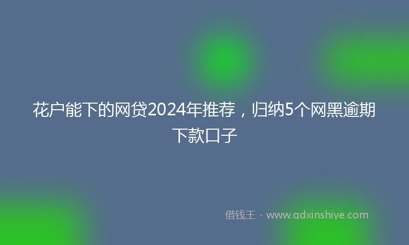 花户能下的网贷2024年推荐，归纳5个网黑逾期下款口子
