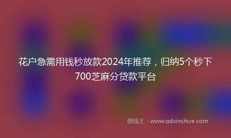 花户急需用钱秒放款2024年推荐，归纳5个秒下700芝麻分贷款平台