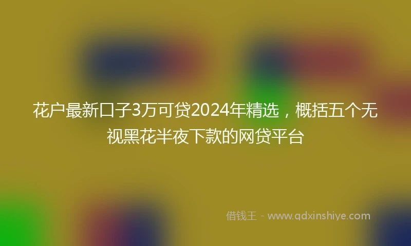 花户最新口子3万可贷2024年精选，概括五个无视黑花半夜下款的网贷平台