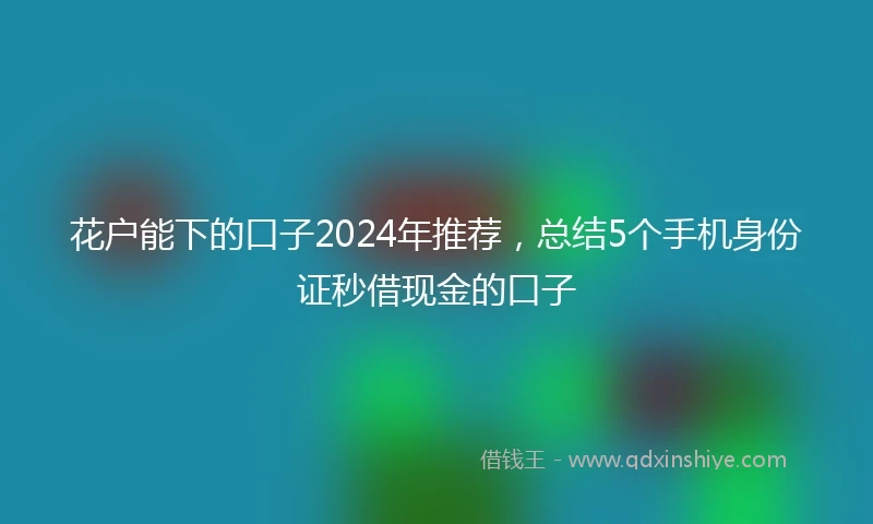花户能下的口子2024年推荐，总结5个手机身份证秒借现金的口子