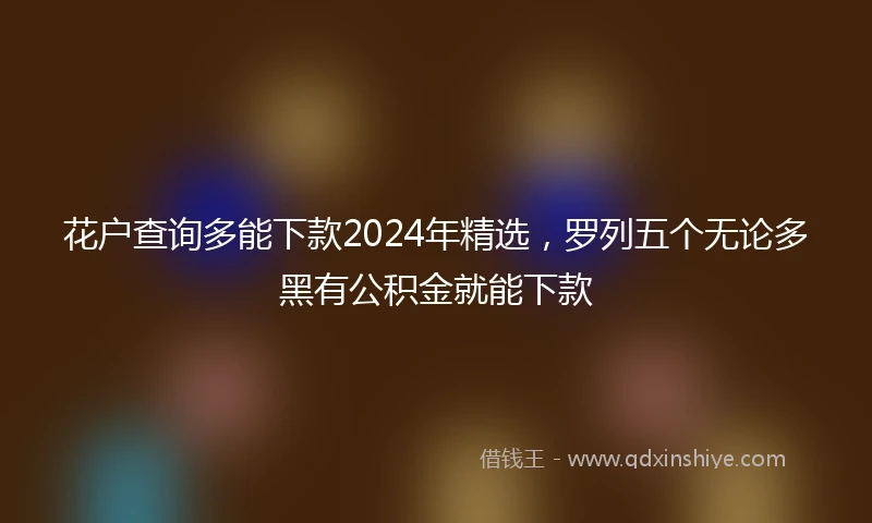 花户查询多能下款2024年精选，罗列五个无论多黑有公积金就能下款