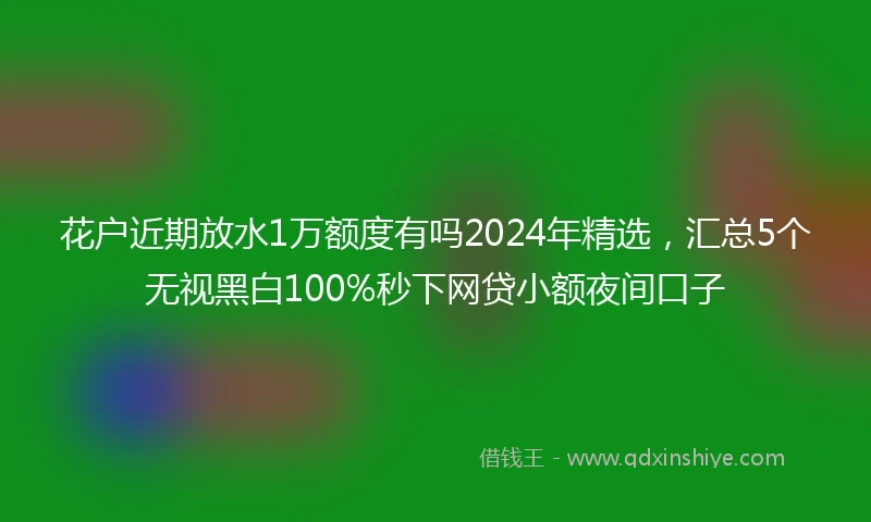 花户近期放水1万额度有吗2024年精选，汇总5个无视黑白100%秒下网贷小额夜间口子