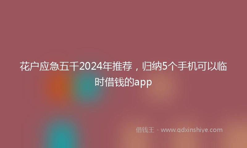 花户应急五千2024年推荐，归纳5个手机可以临时借钱的app