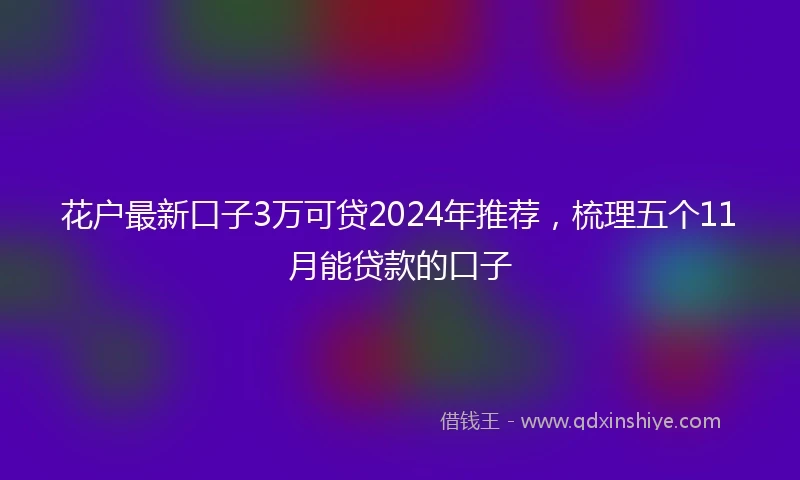 花户最新口子3万可贷2024年推荐，梳理五个11月能贷款的口子