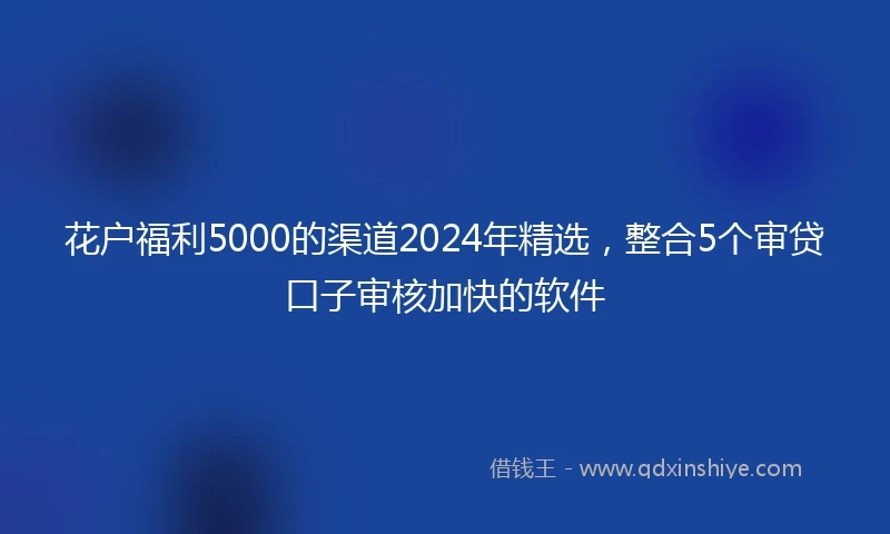 花户福利5000的渠道2024年精选，整合5个审贷口子审核加快的软件