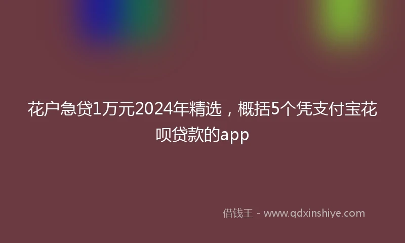 花户急贷1万元2024年精选,概括5个凭支付宝花呗贷款的app