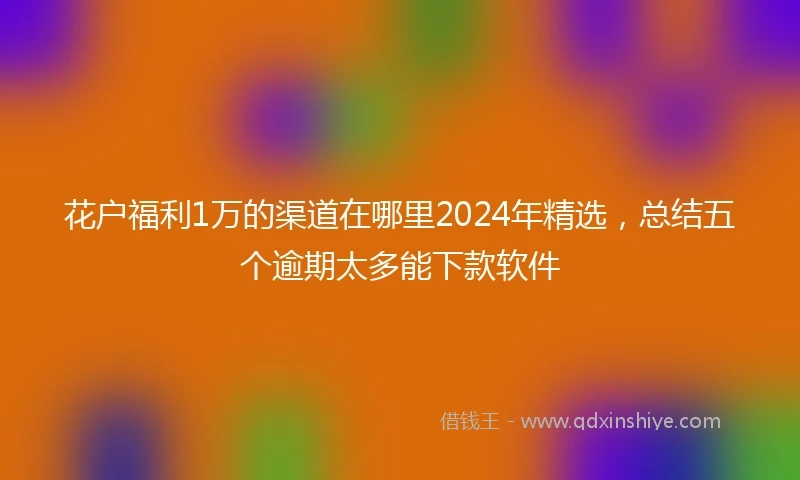 花户福利1万的渠道在哪里2024年精选，总结五个逾期太多能下款软件