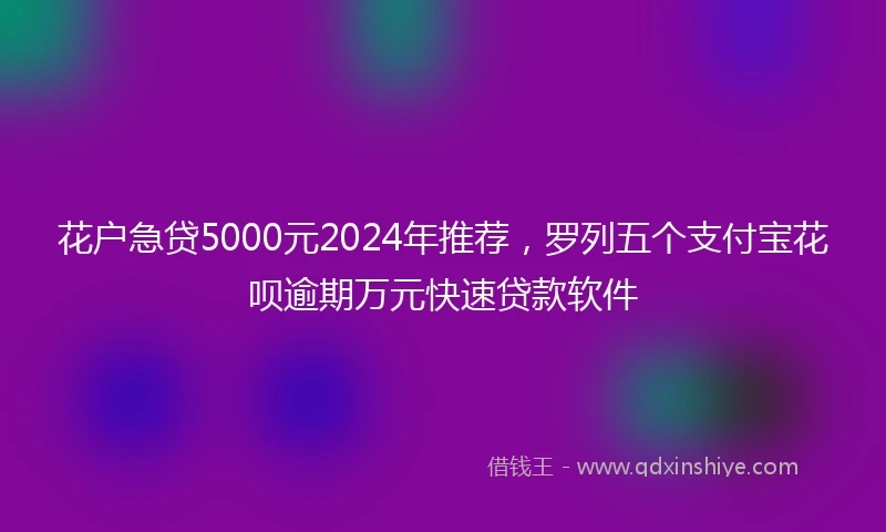 花户急贷5000元2024年推荐，罗列五个支付宝花呗逾期万元快速贷款软件