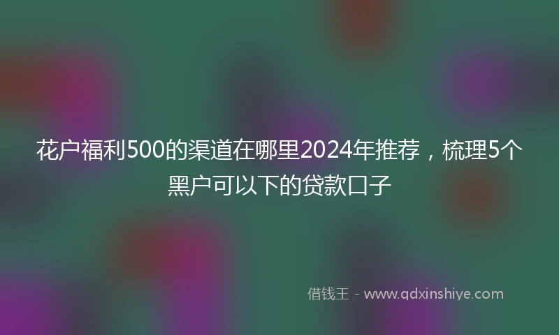 花户福利500的渠道在哪里2024年推荐，梳理5个黑户可以下的贷款口子