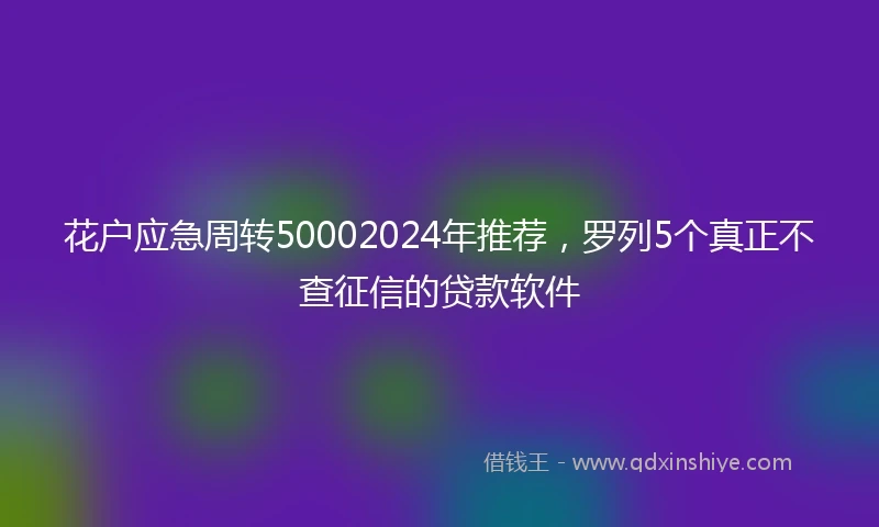 花户应急周转50002024年推荐,罗列5个真正不查征信的贷款软件
