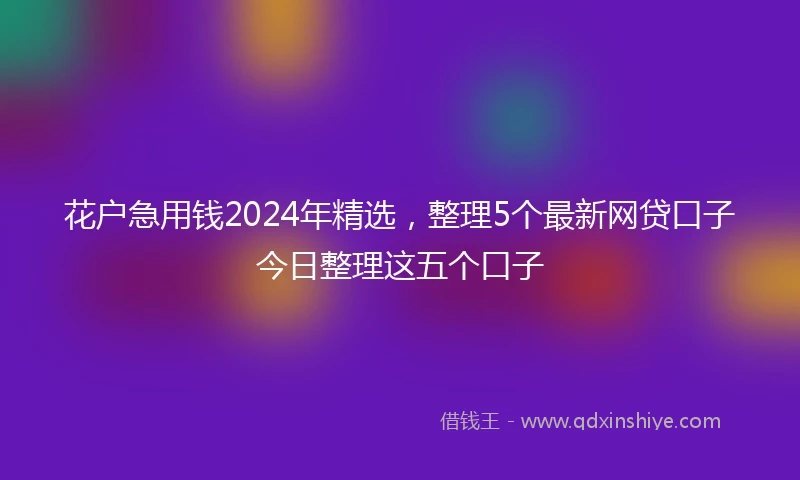 花户急用钱2024年精选,整理5个最新网贷口子今日整理这五个口子