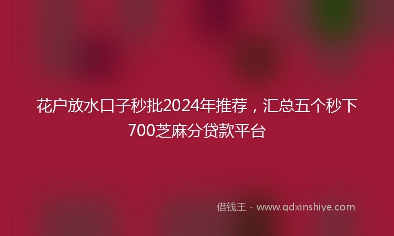 花户放水口子秒批2024年推荐，汇总五个秒下700芝麻分贷款平台