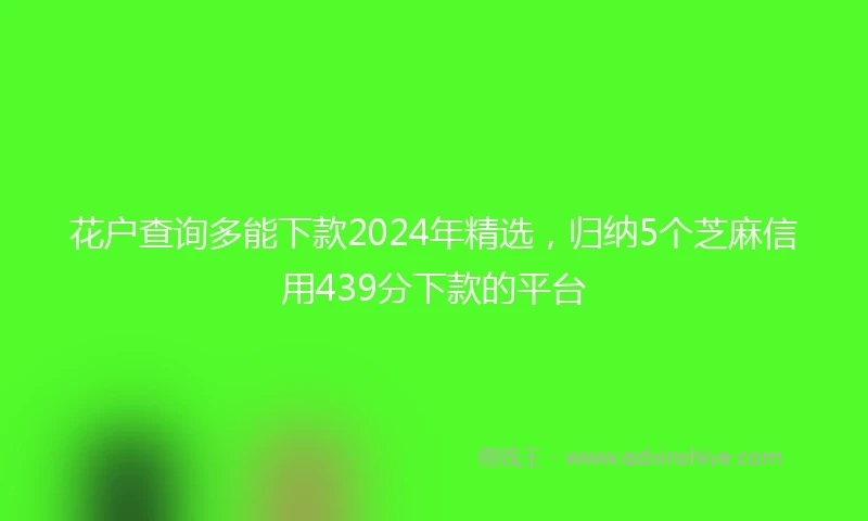 花户查询多能下款2024年精选，归纳5个芝麻信用439分下款的平台