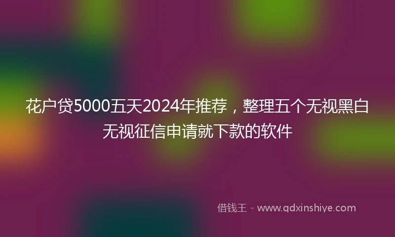 花户贷5000五天2024年推荐，整理五个无视黑白无视征信申请就下款的软件