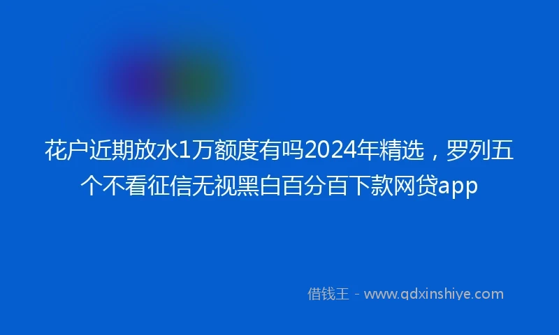 花户近期放水1万额度有吗2024年精选，罗列五个不看征信无视黑白百分百下款网贷app