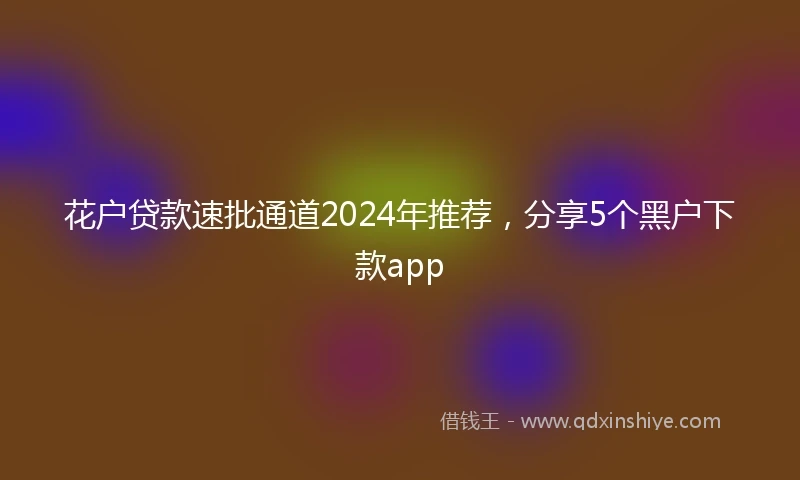 花户贷款速批通道2024年推荐，分享5个黑户下款app