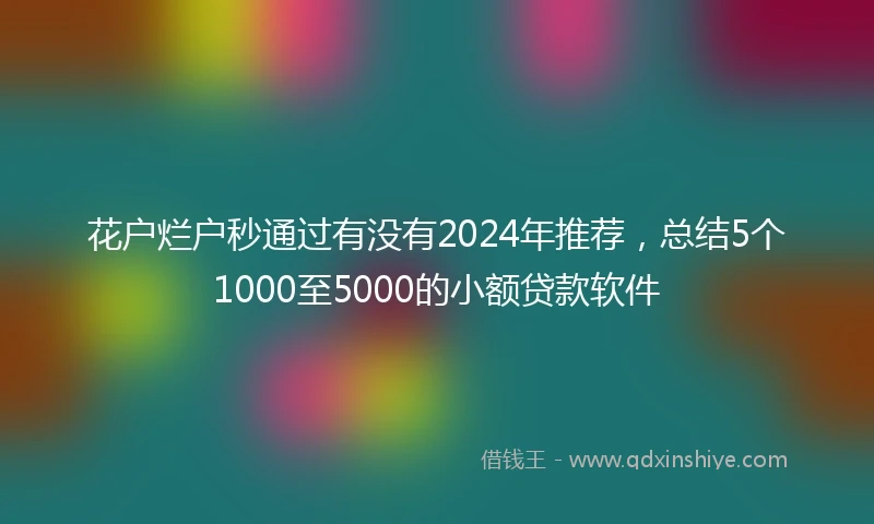 花户烂户秒通过有没有2024年推荐，总结5个1000至5000的小额贷款软件