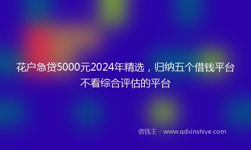 花户急贷5000元2024年精选，归纳五个借钱平台不看综合评估的平台