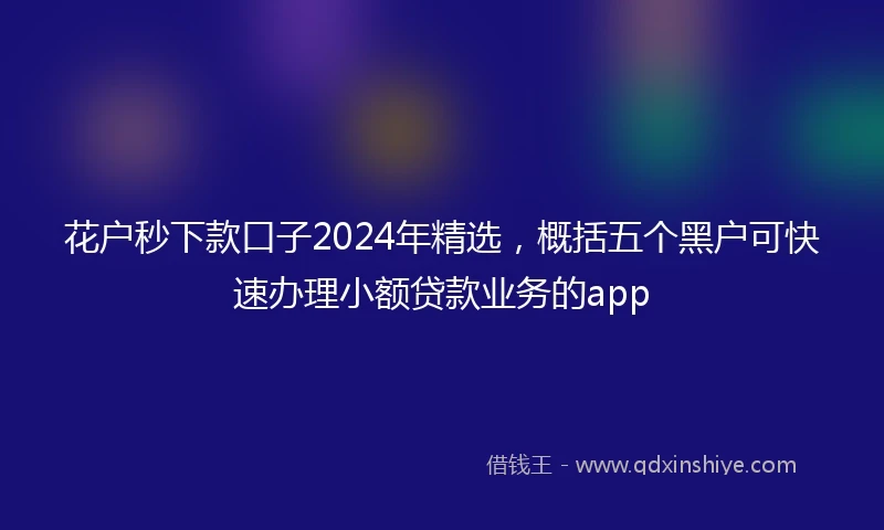 花户秒下款口子2024年精选，概括五个黑户可快速办理小额贷款业务的app