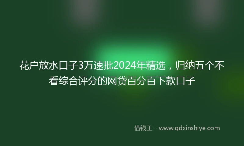 花户放水口子3万速批2024年精选，归纳五个不看综合评分的网贷百分百下款口子