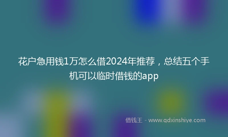 花户急用钱1万怎么借2024年推荐,总结五个手机可以临时借钱的app