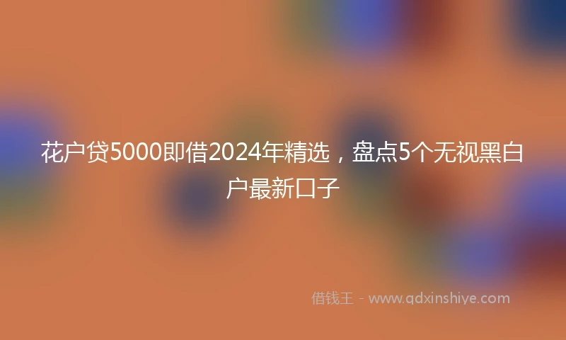 花户贷5000即借2024年精选，盘点5个无视黑白户最新口子