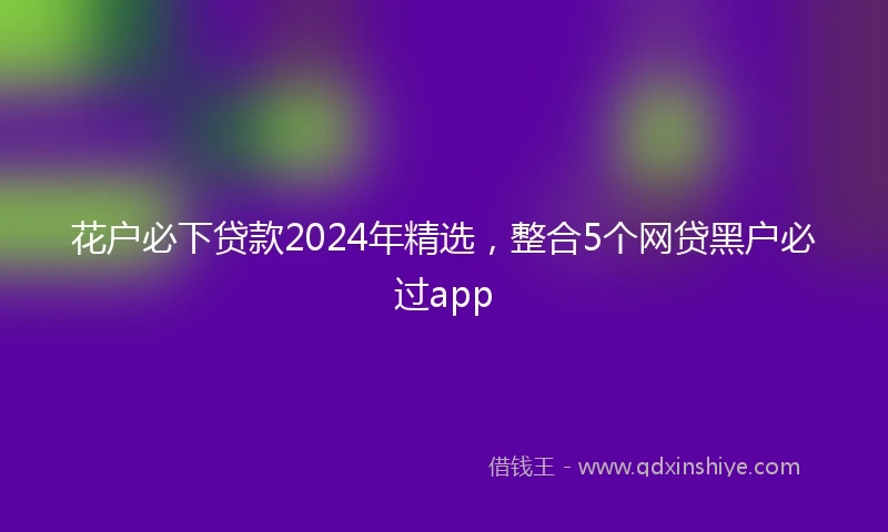 花户必下贷款2024年精选，整合5个网贷黑户必过app
