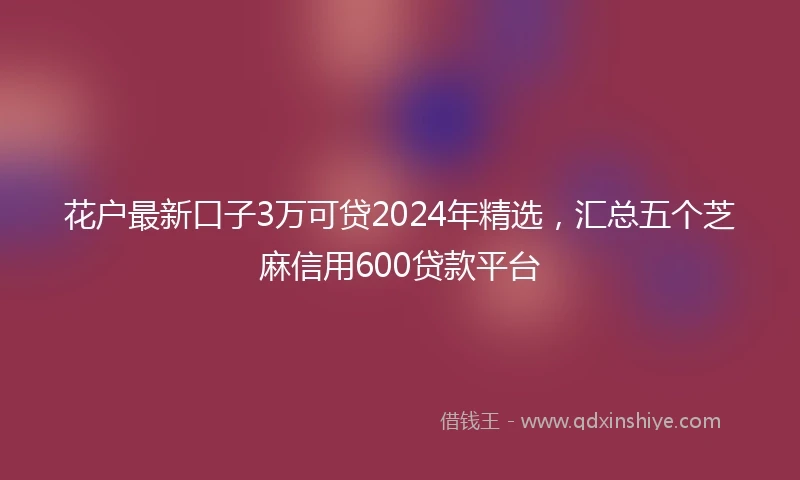 花户最新口子3万可贷2024年精选，汇总五个芝麻信用600贷款平台