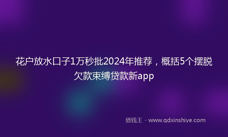 花户放水口子1万秒批2024年推荐，概括5个摆脱欠款束缚贷款新app